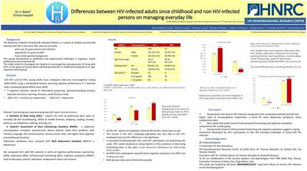 Differences between HIV-infected adults since childhood and non HIV-infected persons on managing everyday life “Dr. V. Babes” Clinical Hospital The 8th.
