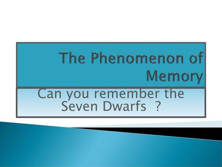 The Phenomenon of Memory
