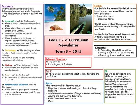 Year 5 / 6 Curriculum Newsletter
