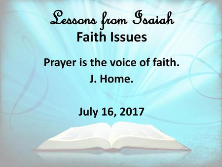 Lessons from Isaiah Faith Issues
