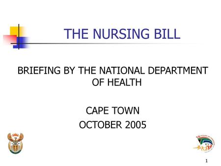 BRIEFING BY THE NATIONAL DEPARTMENT OF HEALTH