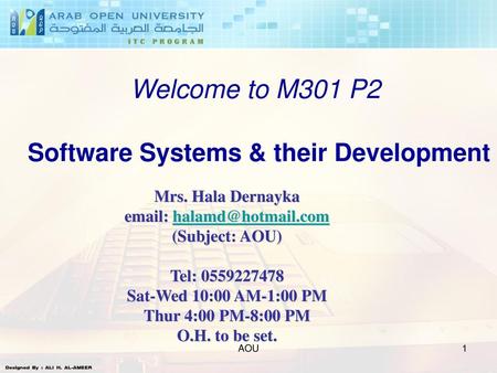 Welcome to M301 P2 Software Systems & their Development