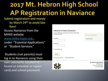 2017 Mt. Hebron High School AP Registration in Naviance