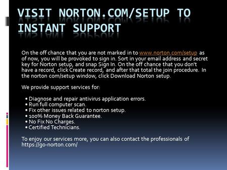 visit norton.com/setup to instant Support