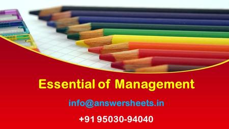 This presentation uses a free template provided by FPPT.com  Essential of Management