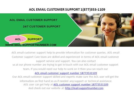 AOL  CUSTOMER SUPPORT 1(877) AOL  customer support help to provide information for customer queries. AOL  Customer support Care.