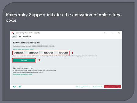 Kaspersky Support initiates the activation of online key- code.
