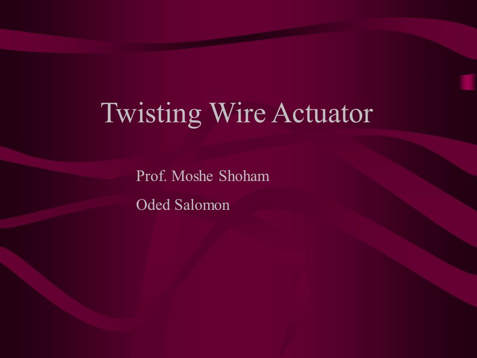 Twisting Wire Actuator Prof. Moshe Shoham Oded Salomon. - ppt download