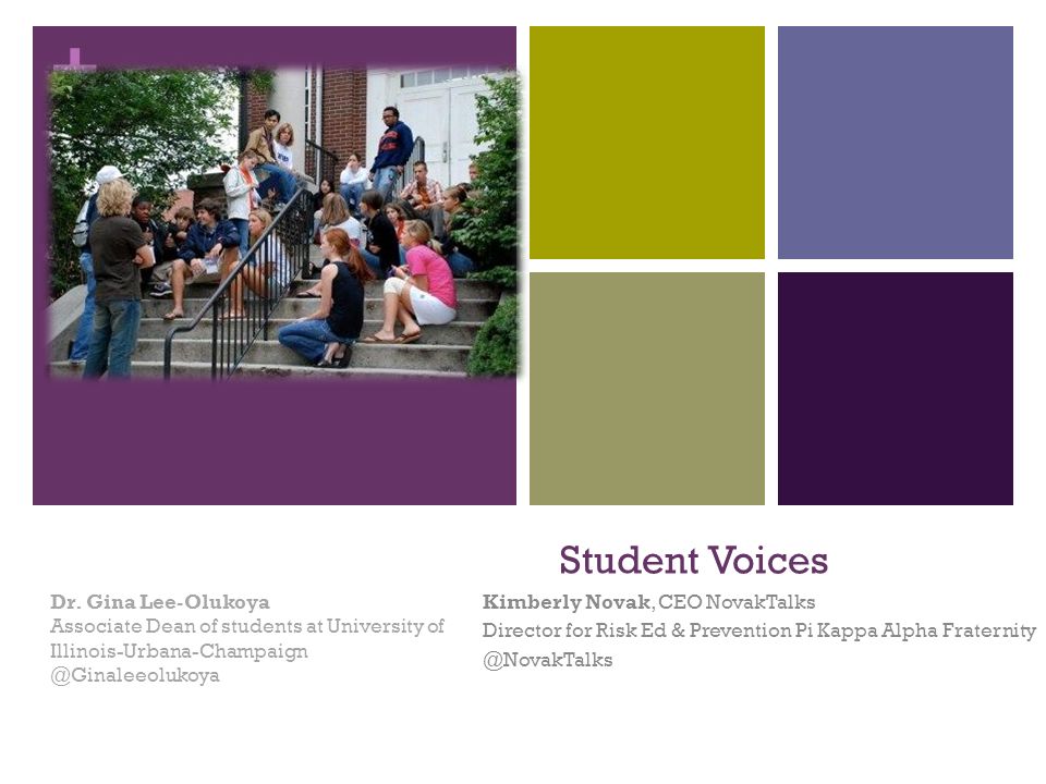 Student Voices Kimberly Novak, CEO NovakTalks Director for Risk Ed &  Prevention Pi Kappa Alpha Dr. Gina Lee-Olukoya Associate. - ppt download