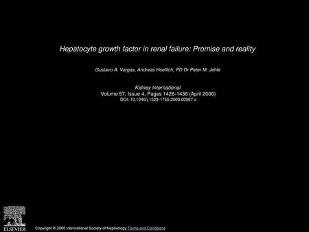 Hepatocyte growth factor in renal failure: Promise and reality