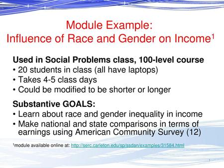 Module Example: Influence of Race and Gender on Income1
