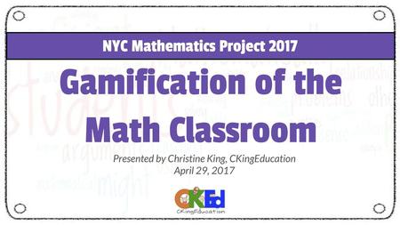 Gamification of the Math Classroom