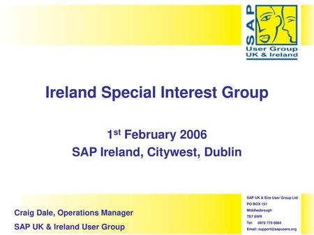 Ireland Special Interest Group SAP Ireland, Citywest, Dublin