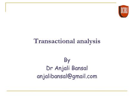 Transactional analysis