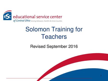 Solomon Training for Teachers