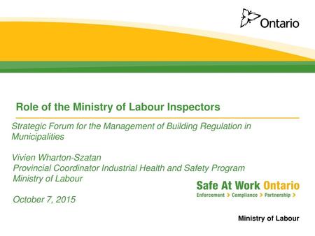 Role of the Ministry of Labour Inspectors