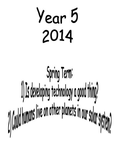 Year Spring Term: 1) Is developing technology a good thing?
