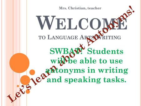 Welcome to Language Arts/Writing
