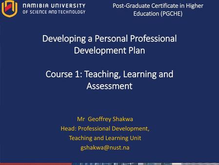 Developing a Personal Professional Development Plan