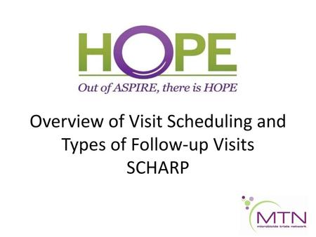 Overview of Visit Scheduling and Types of Follow-up Visits SCHARP