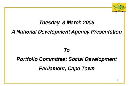A National Development Agency Presentation