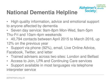 National Dementia Helpline