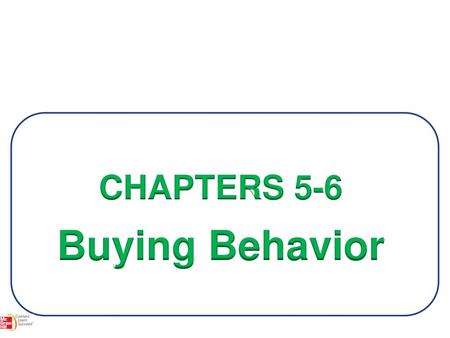 CHAPTERS 5-6 Buying Behavior.