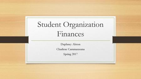 Student Organization Finances