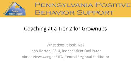 Coaching at a Tier 2 for Grownups