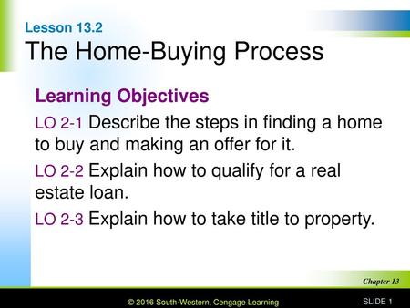 Lesson 13.2 The Home-Buying Process