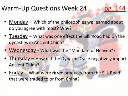 Warm-Up Questions Week 24 pg. 144