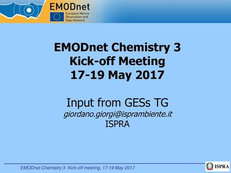 EMODnet Chemistry 3 Kick-off Meeting May 2017
