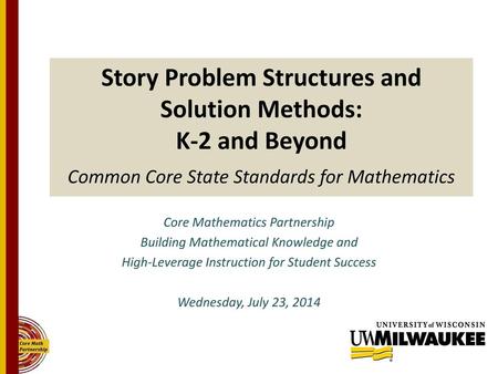 Core Mathematics Partnership Building Mathematical Knowledge and