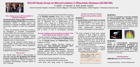 EULAR Study Group on Microcirculation in Rheumatic Diseases (SG MC/RD)
