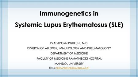 Immunogenetics in Systemic Lupus Erythematosus (SLE)