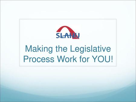 Making the Legislative Process Work for YOU!