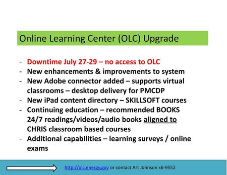 Online Learning Center (OLC) Upgrade