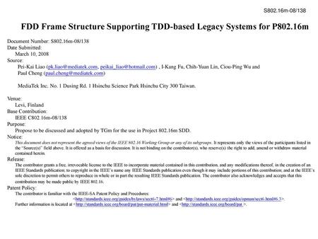 FDD Frame Structure Supporting TDD-based Legacy Systems for P802.16m