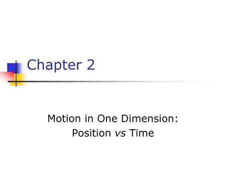 Motion in One Dimension: Position vs Time