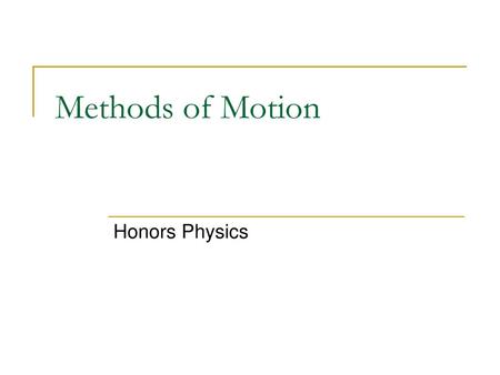 Methods of Motion Honors Physics.