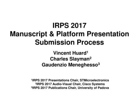 IRPS 2017 Manuscript & Platform Presentation Submission Process