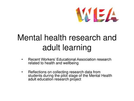 Mental health research and adult learning