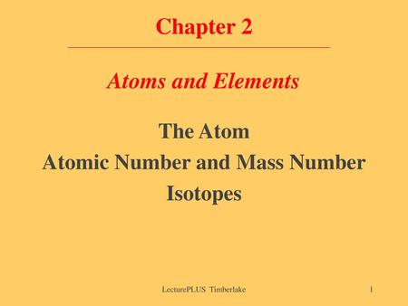 Chapter 2 Atoms and Elements