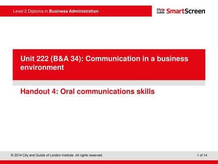 Handout 4: Oral communications skills