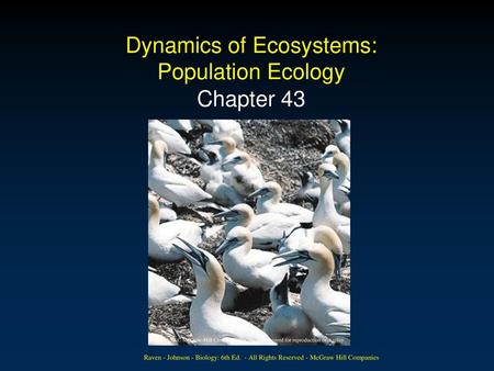 Dynamics of Ecosystems: Population Ecology