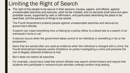 Limiting the Right of Search
