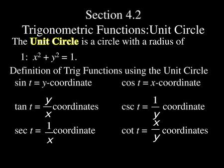Trigonometric Functions:Unit Circle