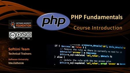 PHP Fundamentals Course Introduction SoftUni Team Technical Trainers