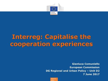 Interreg: Capitalise the cooperation experiences