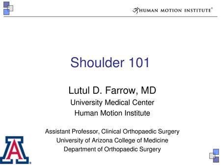 Shoulder 101 Lutul D. Farrow, MD University Medical Center